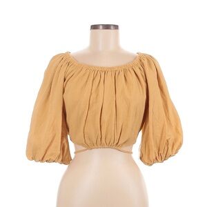 Women's Mustard Puff Sleeve Top